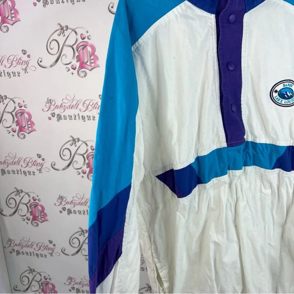 Jacket Banff lake Louis vintage retro long sleeve  Colorblock Windbreaker Jacket